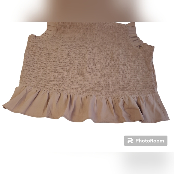 Goodthreads Women Georgette Smocked-Front Ruffle Sleeveless Brown Shirt Size XL - Picture 10 of 11